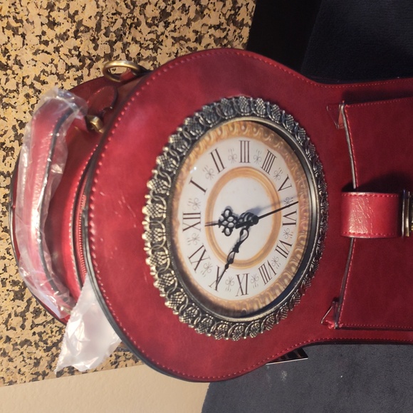 Diophy Red Backpack with Clock Design - Picture 6 of 8